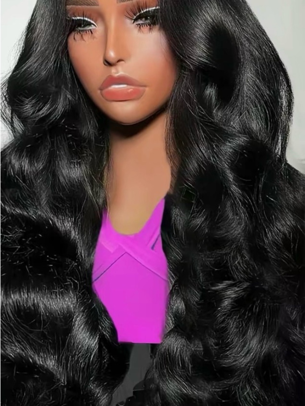 Luxury Women’s Black Wavy Lace Front Wig - Natural Shine